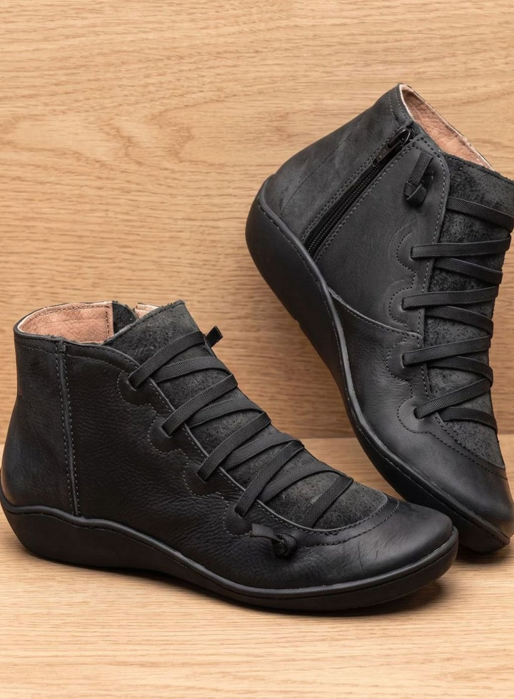 Stiefeletten Damen Wasserdichte Schnürstiefeletten mit Reißverschluss
