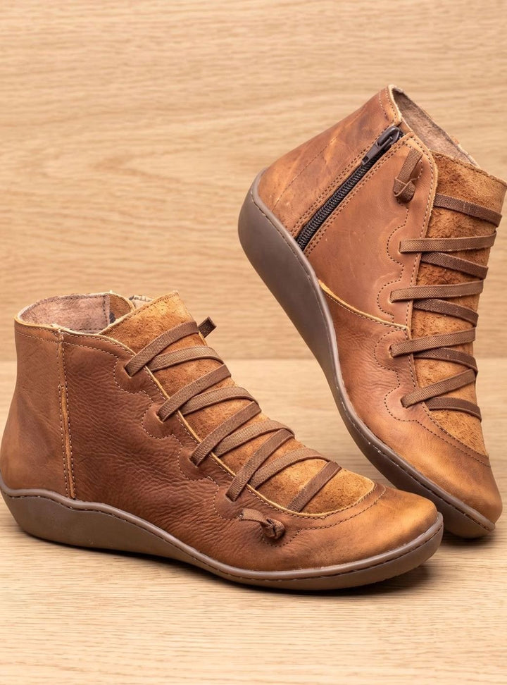 Stiefeletten Damen Wasserdichte Schnürstiefeletten mit Reißverschluss