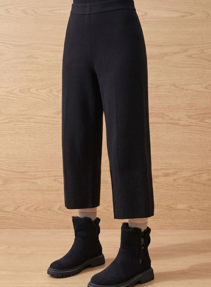 Stiefeletten Damen Wildleder Pelzgefütterte Warme Winterstiefel Reißverschluss - Schwarz