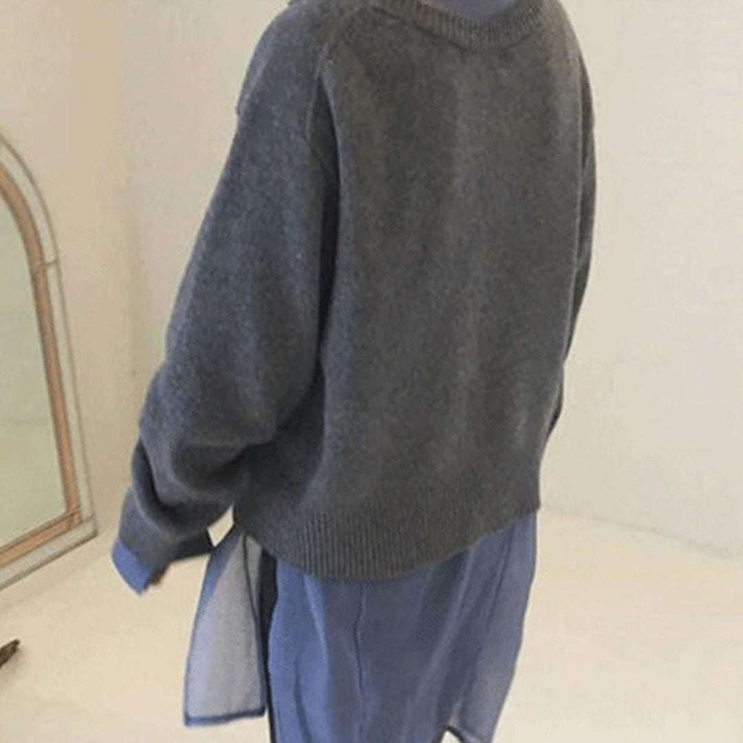 Strickjacke Damen Oversized Cardigan asymmetrische Knopfleiste