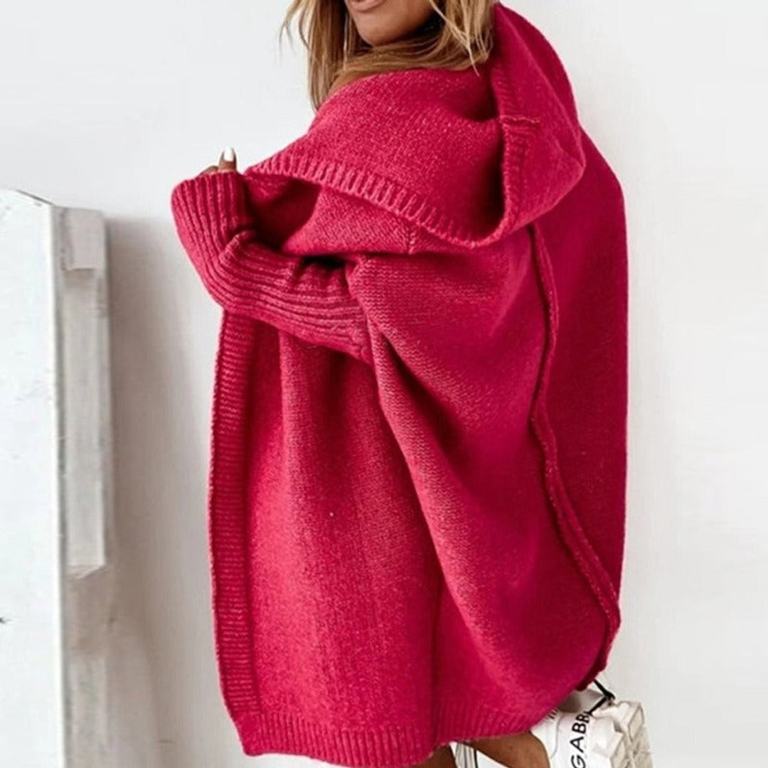 Strickjacke Damen Oversized Kapuzen Cardigan mit Fledermausärmeln