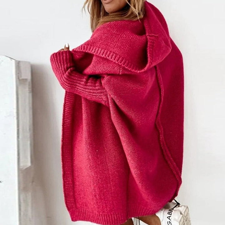Strickjacke Damen Oversized Kapuzen Cardigan mit Fledermausärmeln
