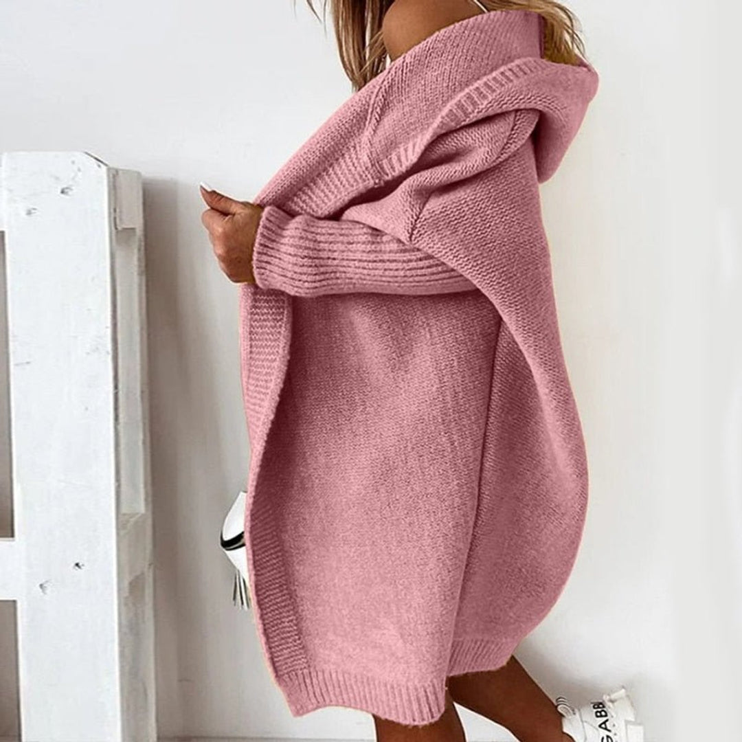 Strickjacke Damen Oversized Kapuzen Cardigan mit Fledermausärmeln