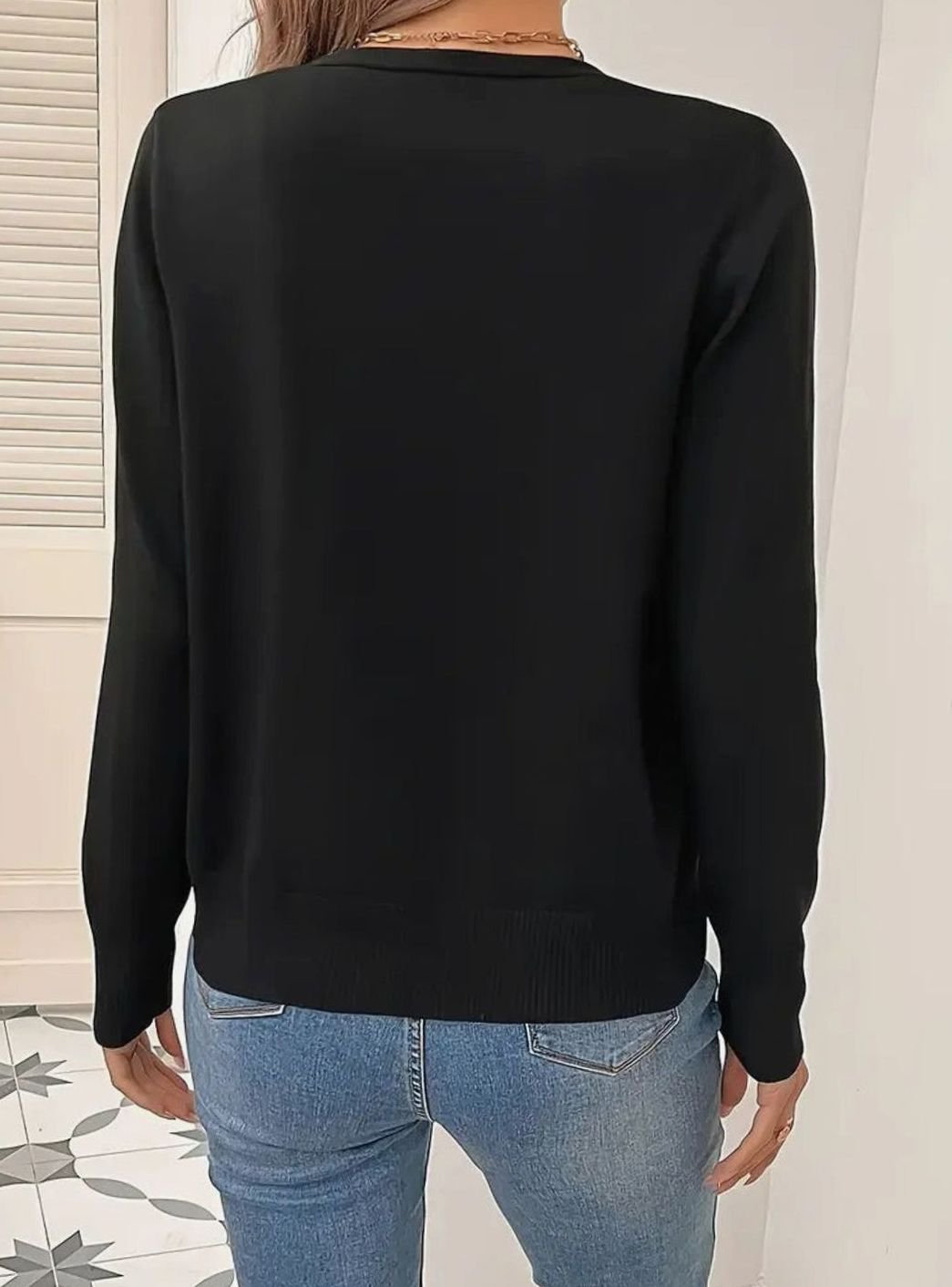 Strickjacke Damen V-Ausschnitt Knopfleiste Langarm Cardigan