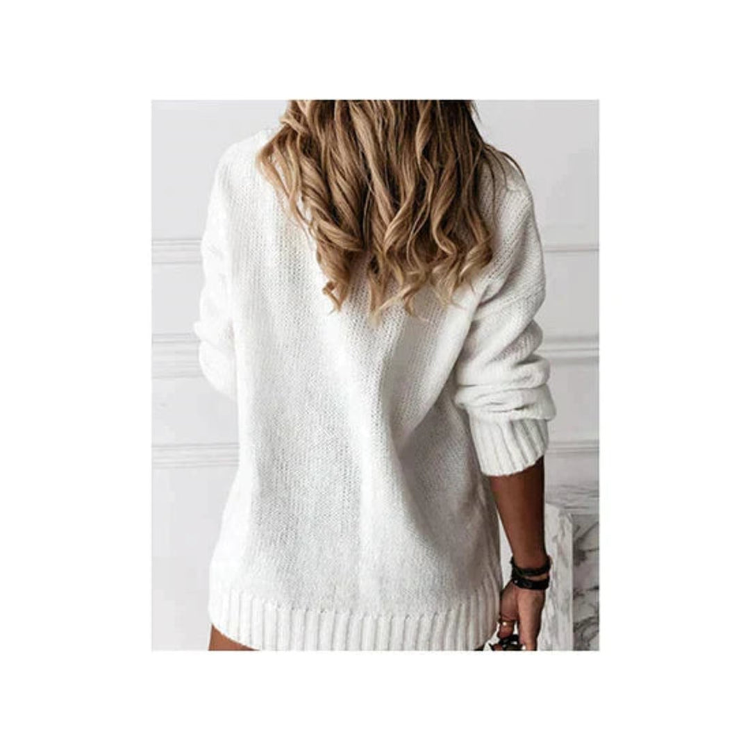 Strickpullover Damen Weicher V-Ausschnitt Oversized Longpullover