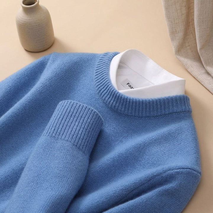 Strickpullover Herren Rundhals Feinstrick Eleganter Alltagspullover