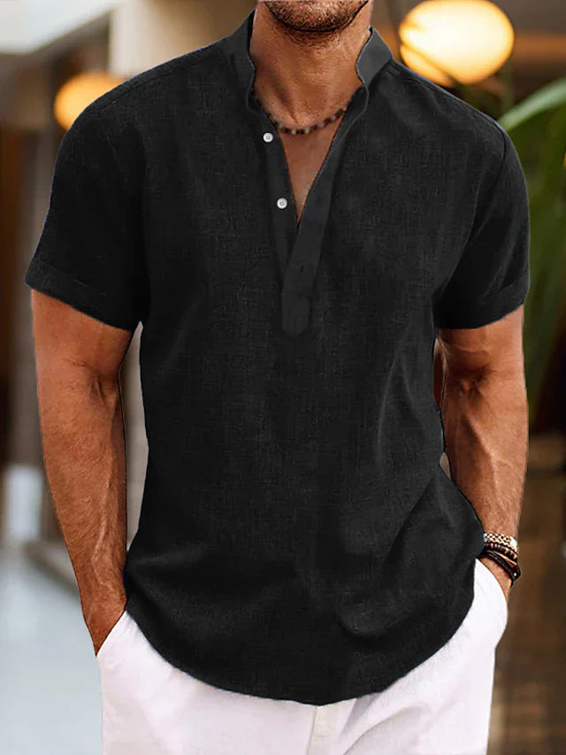 Daniel | Herren Sommer Henley Kurzarm Shirt