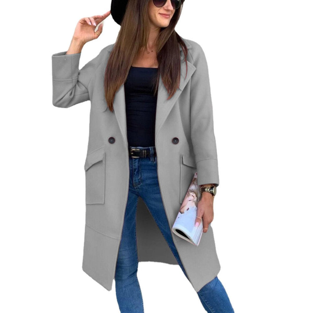 Trenchcoat Damen Eleganter Doppelreihiger Mantel mit Reverskragen