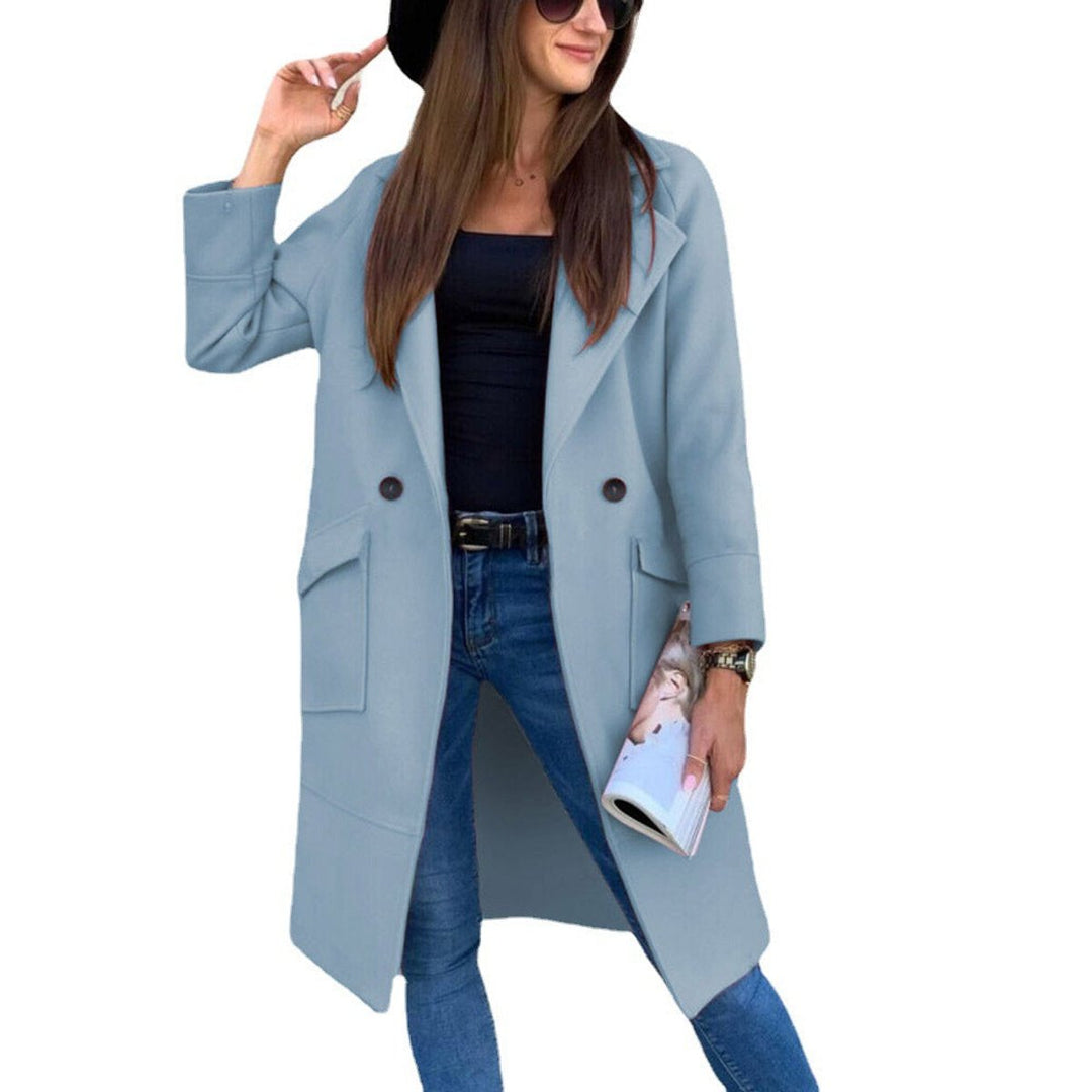 Trenchcoat Damen Eleganter Doppelreihiger Mantel mit Reverskragen