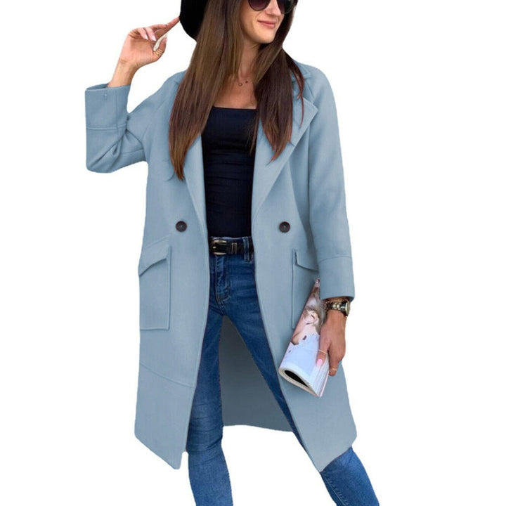 Trenchcoat Damen Eleganter Doppelreihiger Mantel mit Reverskragen