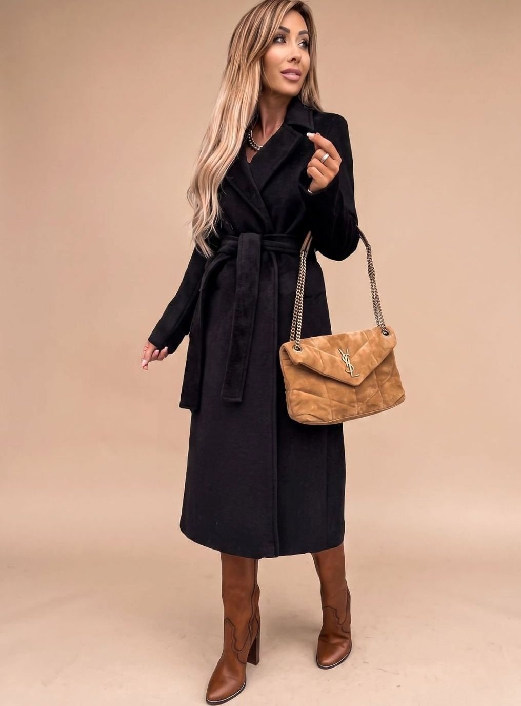 Trenchcoat Damen Eleganter Langer Mantel mit Bindegürtel Reverskragen