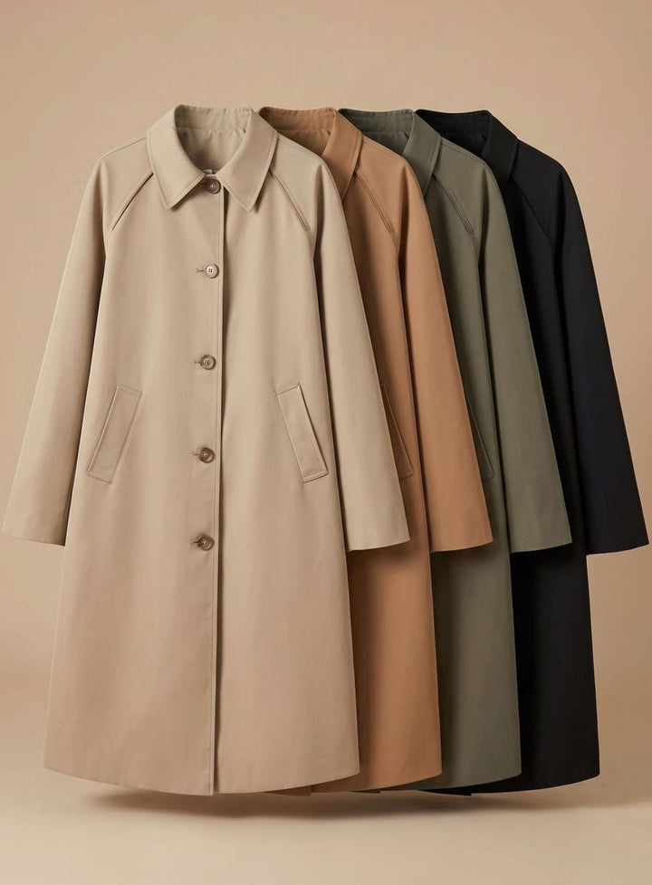 Trenchcoat Damen Langer Eleganter Mantel mit Seitentaschen