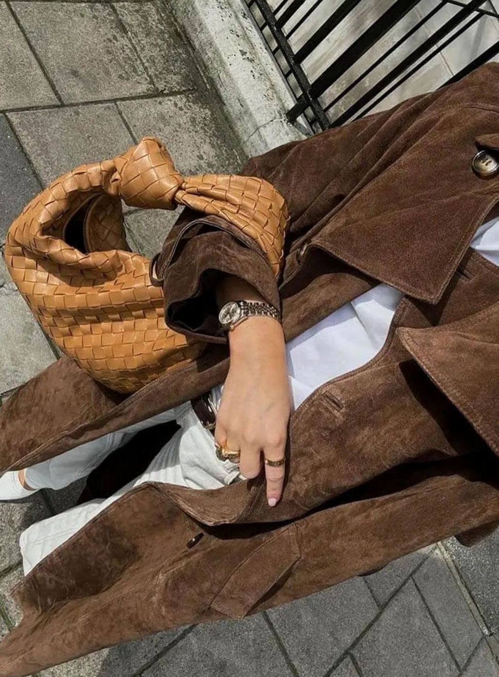 Trenchcoat Damen Langer Wildleder-Mantel mit Taillengürtel
