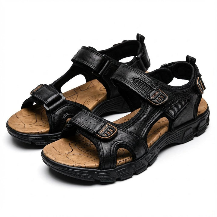 Unisex Outdoor-Trekkingsandalen mit Klettverschluss griffiger Laufsohle - Negro