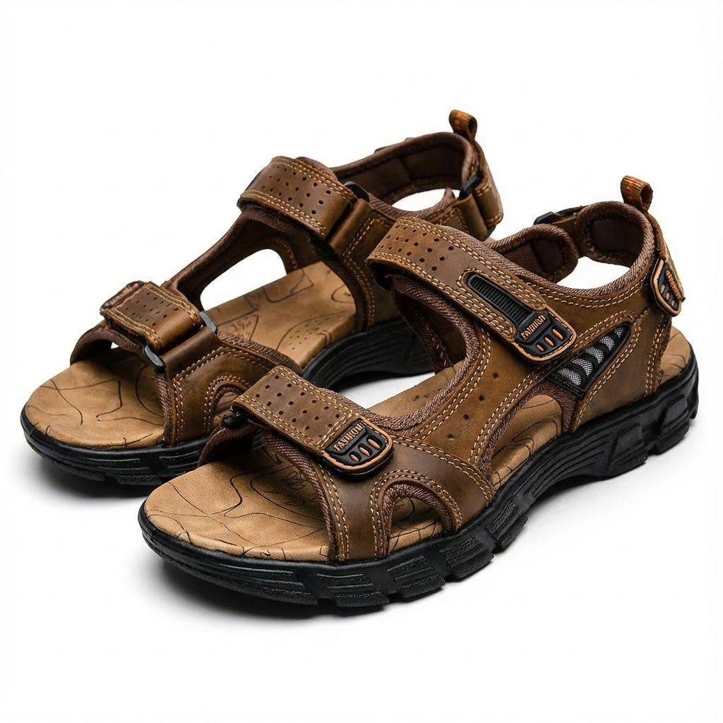 Unisex Outdoor-Trekkingsandalen mit Klettverschluss griffiger Laufsohle - Marrón