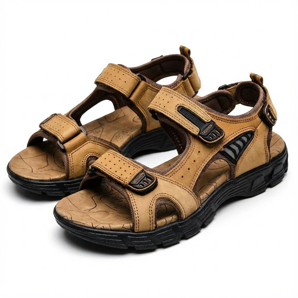 Unisex Outdoor-Trekkingsandalen mit Klettverschluss griffiger Laufsohle - Marrón claro