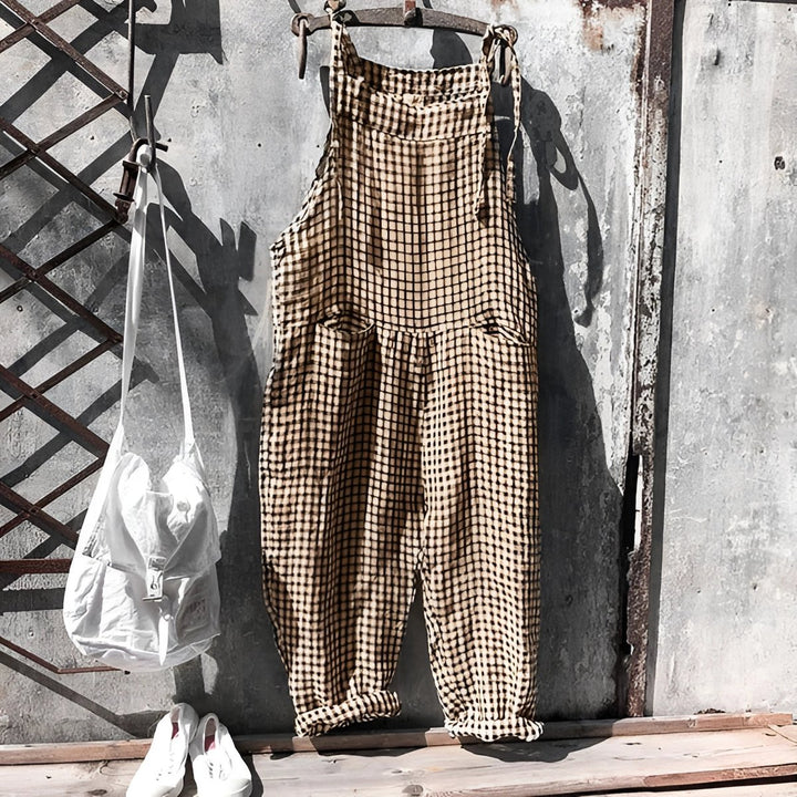 Unisex Vintage Gestreifter Loose-Fit Latzhosen Overall - Braun