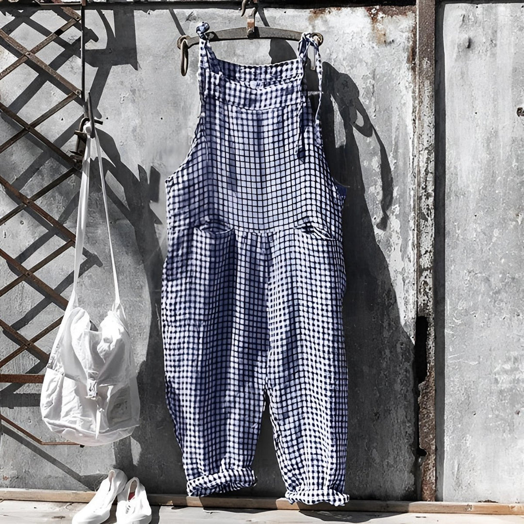 Unisex Vintage Gestreifter Loose-Fit Latzhosen Overall - Dunkelblau