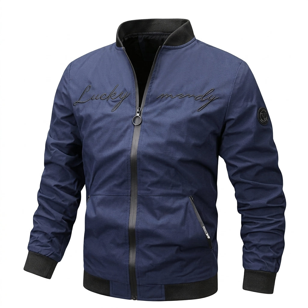 Simon | Herren Bomber Jacket Lässige Polyester Collegejacke Mit Baseball-Kragen