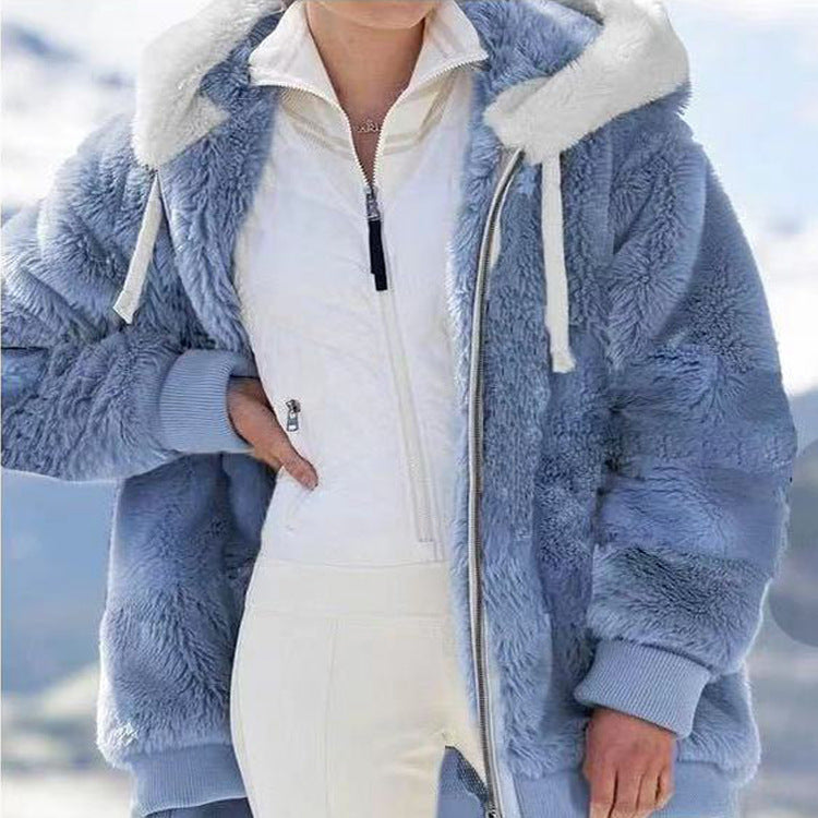 Franziska | Damen Winterjacke mit Farbblockmuster und Kapuze
