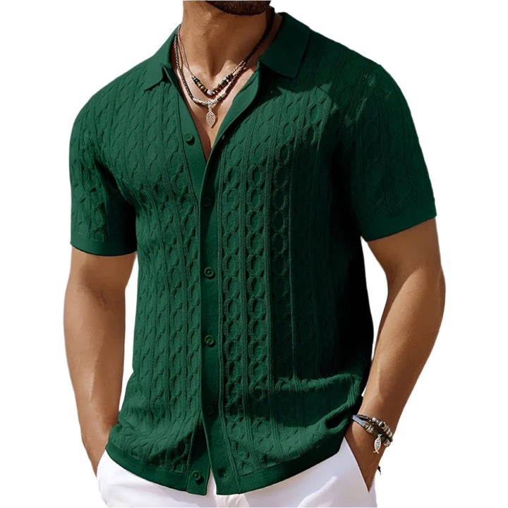 Reinhard | Herren Strukturiert Knopf-up Polo-Shirt