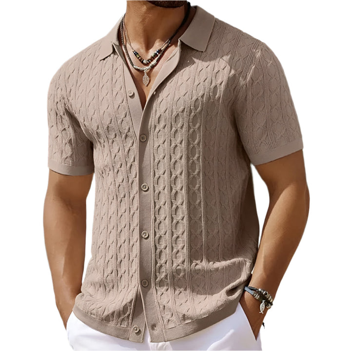 Reinhard | Herren Strukturiert Knopf-up Polo-Shirt