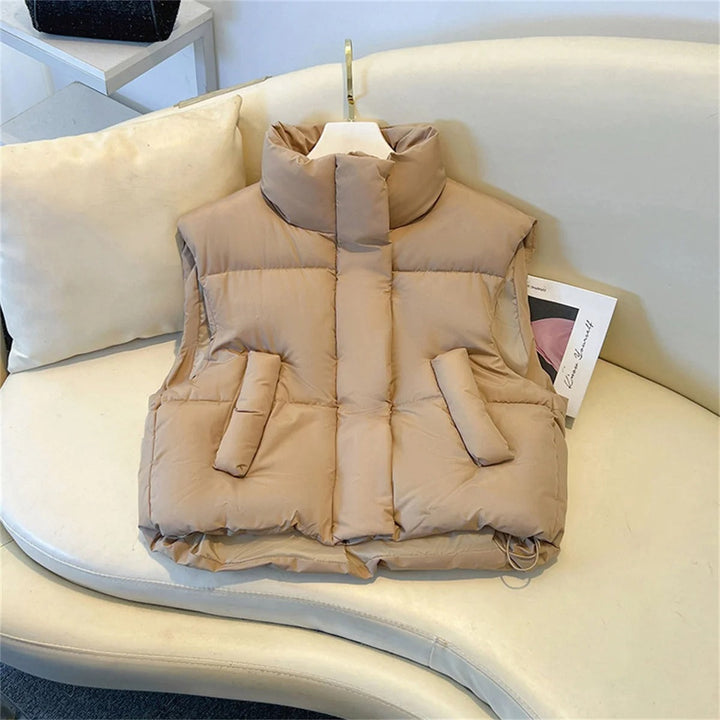 Carolin | Damen Winter Steppweste mit hohem Kragen