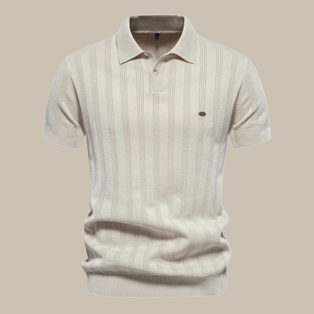 Rainer | Herren Strukturiert Knopf Polo Strickshirt