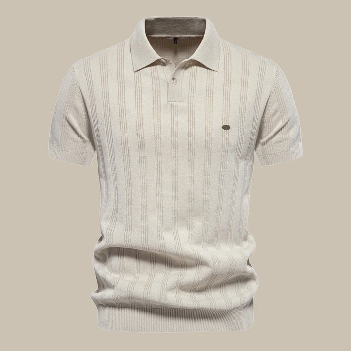 Rainer | Herren Strukturiert Knopf Polo Strickshirt
