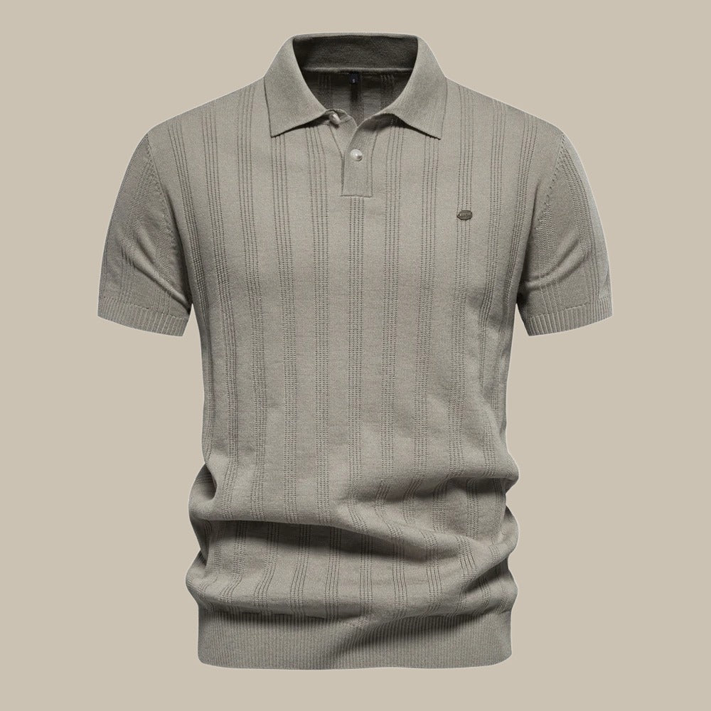 Rainer | Herren Strukturiert Knopf Polo Strickshirt