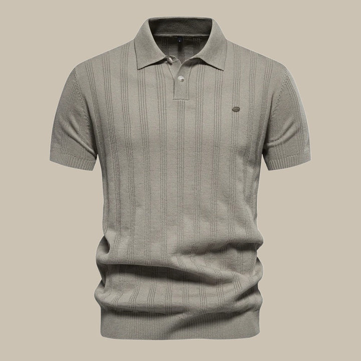 Rainer | Herren Strukturiert Knopf Polo Strickshirt