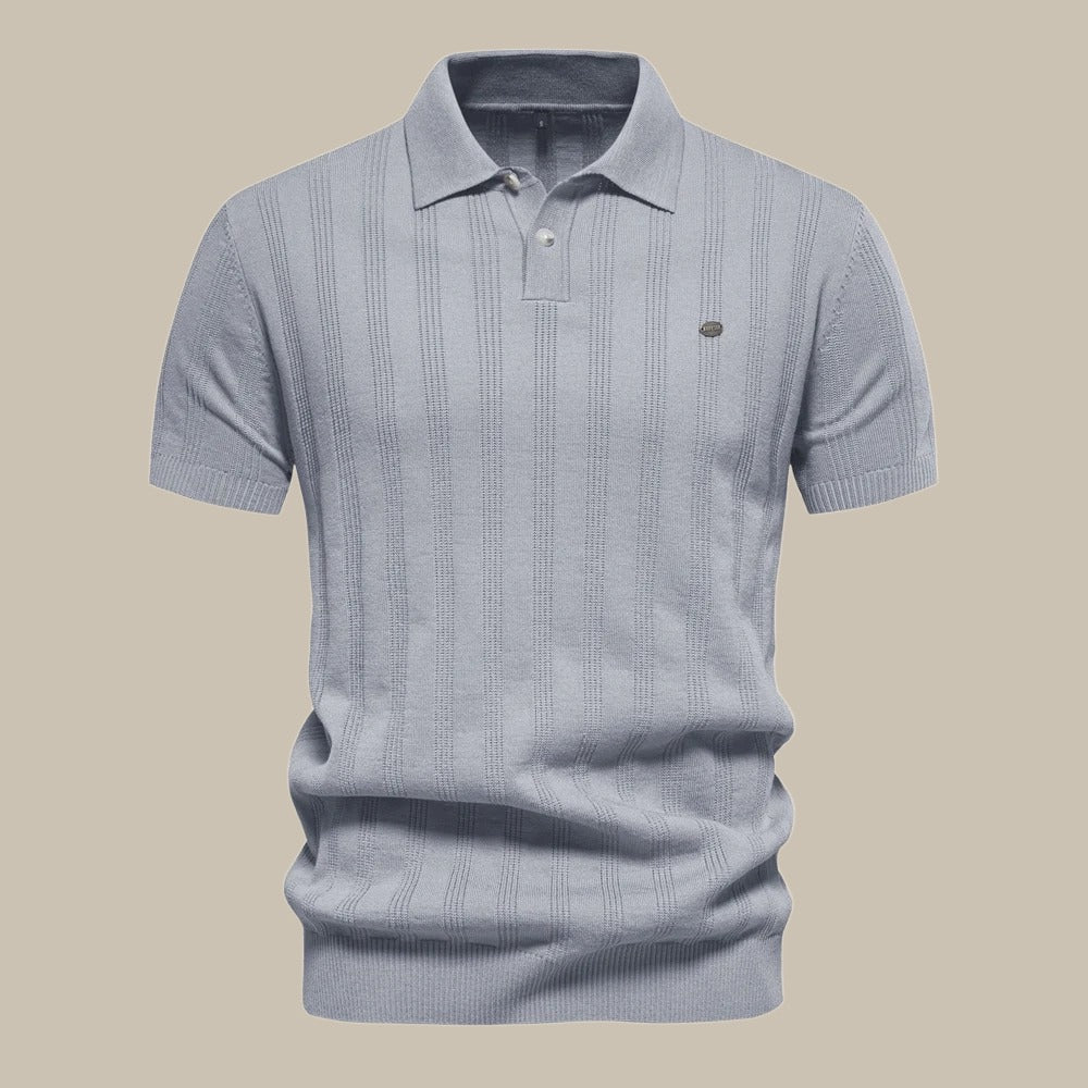 Rainer | Herren Strukturiert Knopf Polo Strickshirt