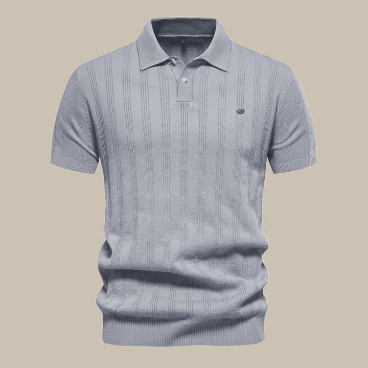 Rainer | Herren Strukturiert Knopf Polo Strickshirt