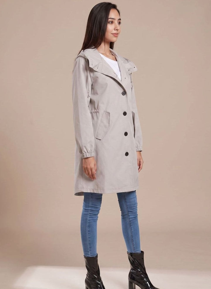 Wasserabweisender Trenchcoat Damen Kapuze Langer Outdoor-Mantel