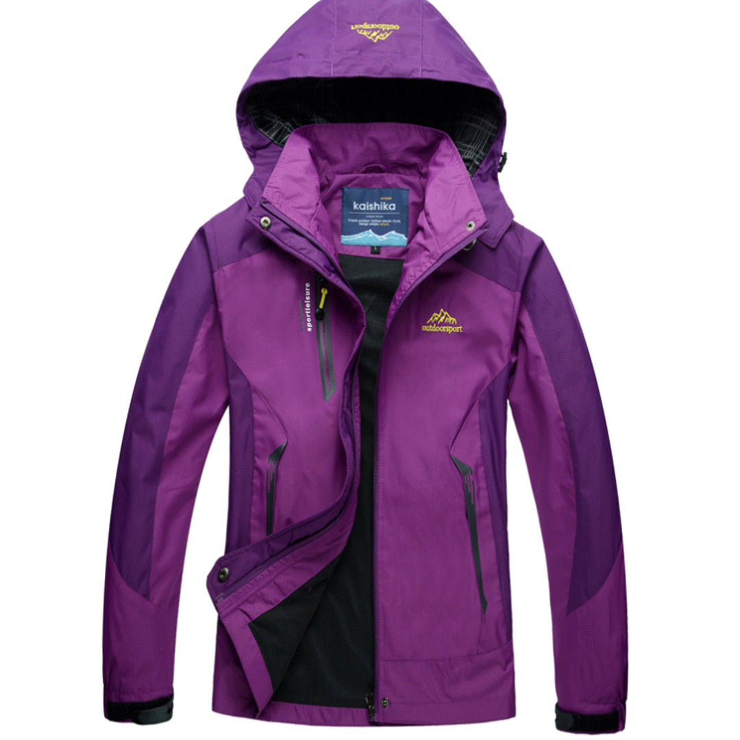 Wasserdichte Damen-Outdoorjacke mit Kapuze Winddicht - Violett
