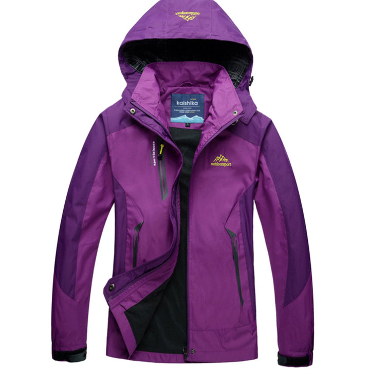 Wasserdichte Damen-Outdoorjacke mit Kapuze Winddicht - Violett