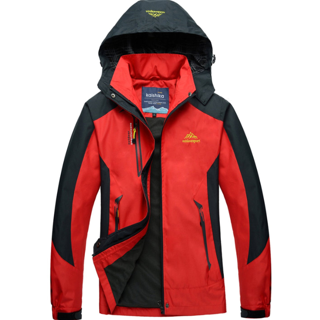 Wasserdichte Damen-Outdoorjacke mit Kapuze Winddicht - Rot