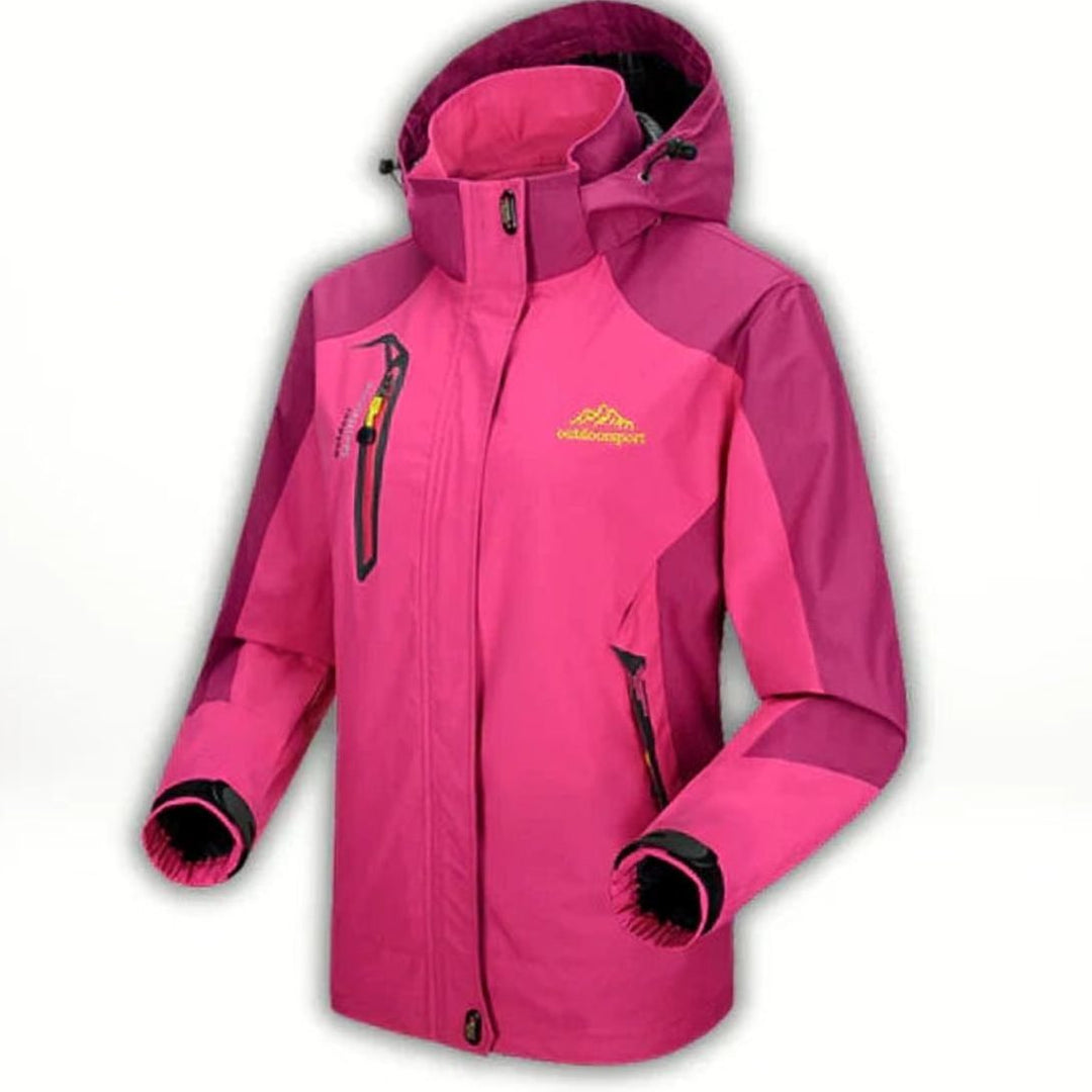 Wasserdichte Damen-Outdoorjacke mit Kapuze Winddicht - Hellrot