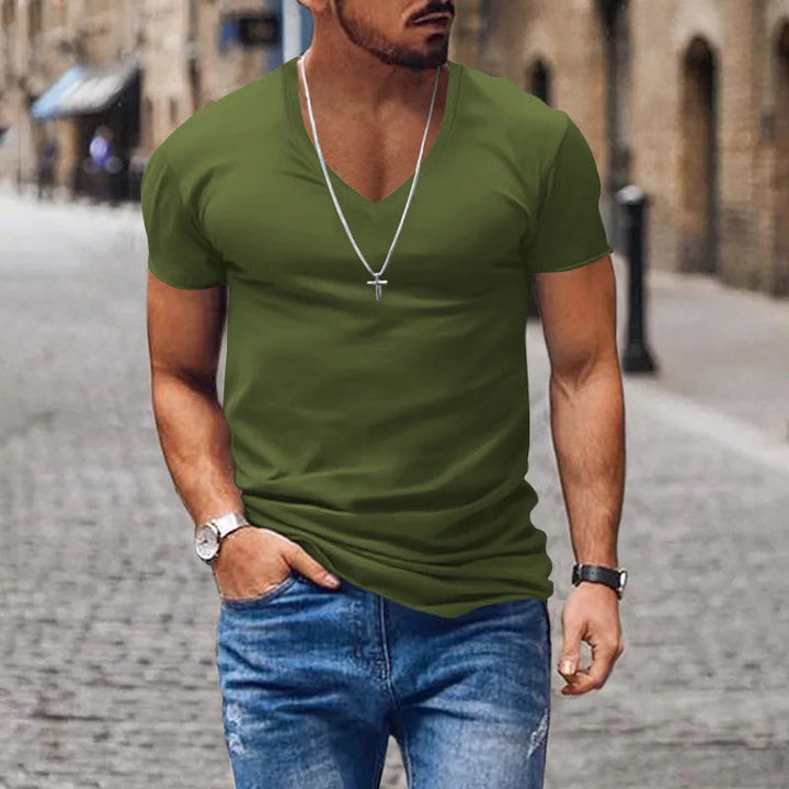 Alexander | Herren Tiefes V-Ausschnitt Freizeit T-Shirt