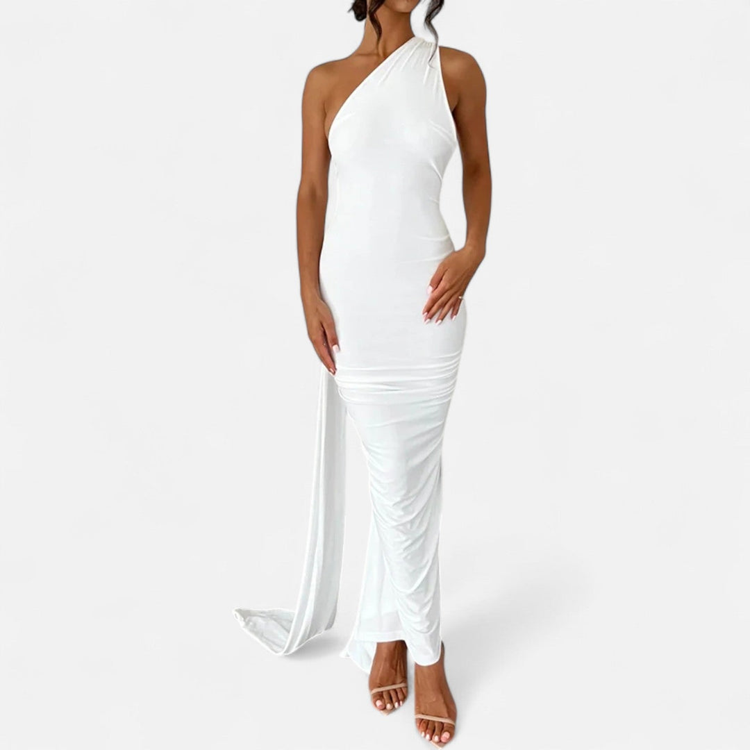 Lara | Damen Maxikleid mit Ein-Schulter-Neckholder