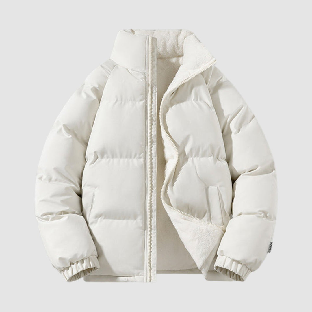 Winterjacke Damen Fleecegefütterte Kapuzen-Pufferjacke - Beige