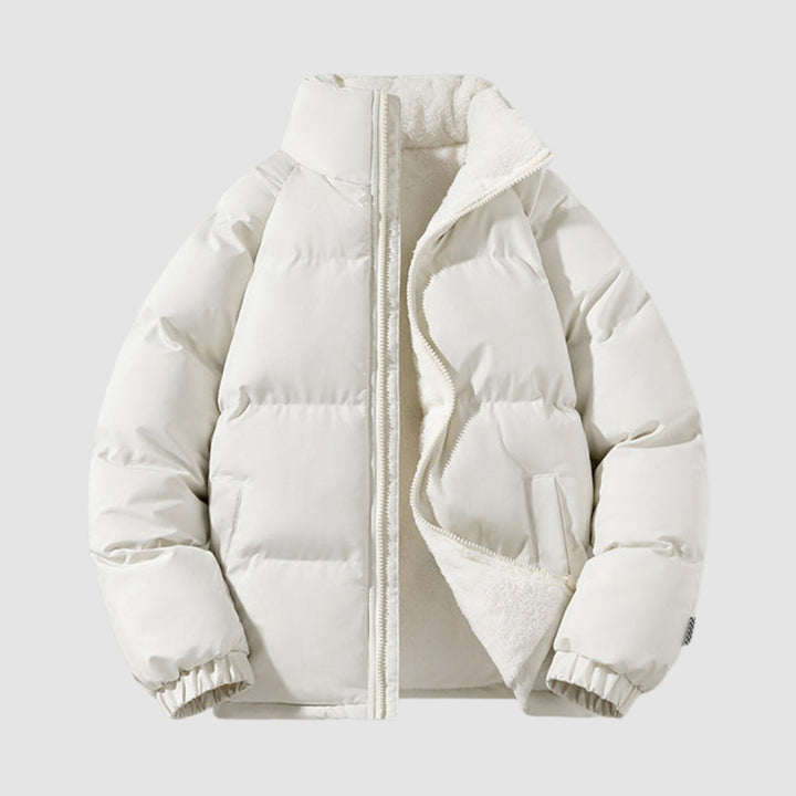 Winterjacke Damen Fleecegefütterte Kapuzen-Pufferjacke - Beige