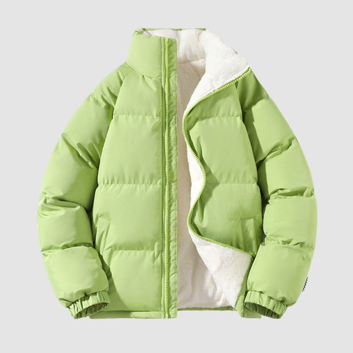 Winterjacke Damen Fleecegefütterte Kapuzen-Pufferjacke - Grün