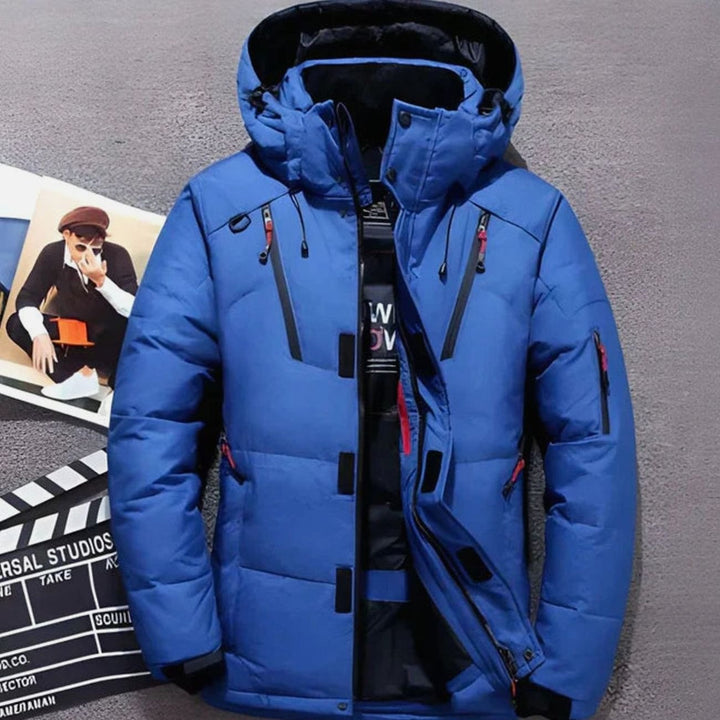 Winterjacke Damen Gefütterte Kapuzenjacke mit Reißverschlusstaschen - Blau