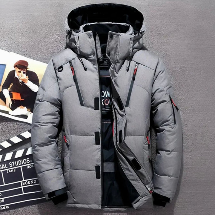 Winterjacke Damen Gefütterte Kapuzenjacke mit Reißverschlusstaschen - Grau