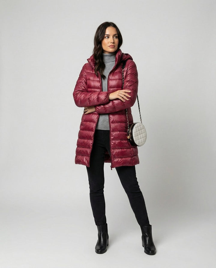 Winterjacke Damen Ultraleichte Slim-Fit Daunenjacke mit Kapuze