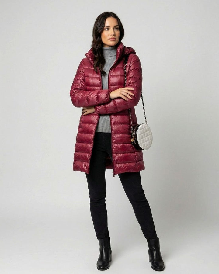 Winterjacke Damen Ultraleichte Slim-Fit Daunenjacke mit Kapuze