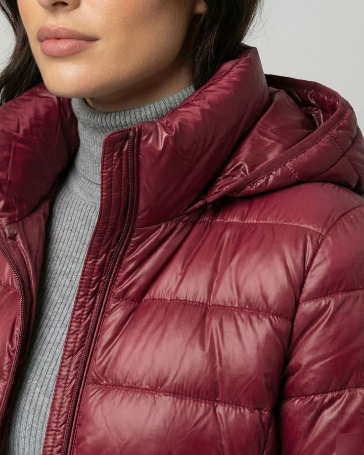 Winterjacke Damen Ultraleichte Slim-Fit Daunenjacke mit Kapuze