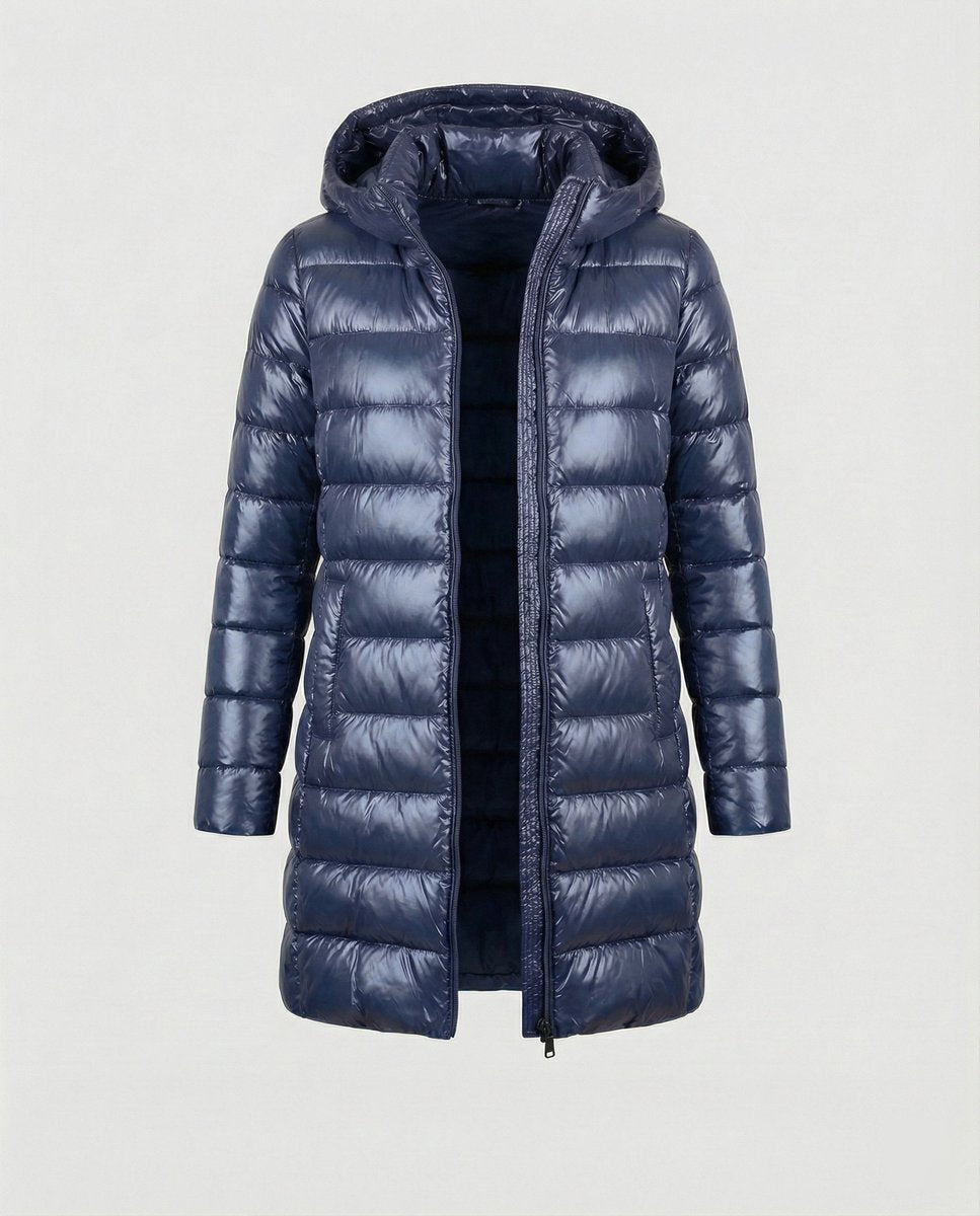 Winterjacke Damen Ultraleichte Slim-Fit Daunenjacke mit Kapuze - Blau