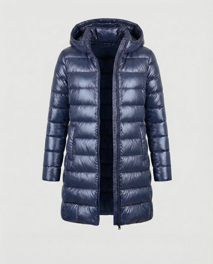 Winterjacke Damen Ultraleichte Slim-Fit Daunenjacke mit Kapuze - Blau